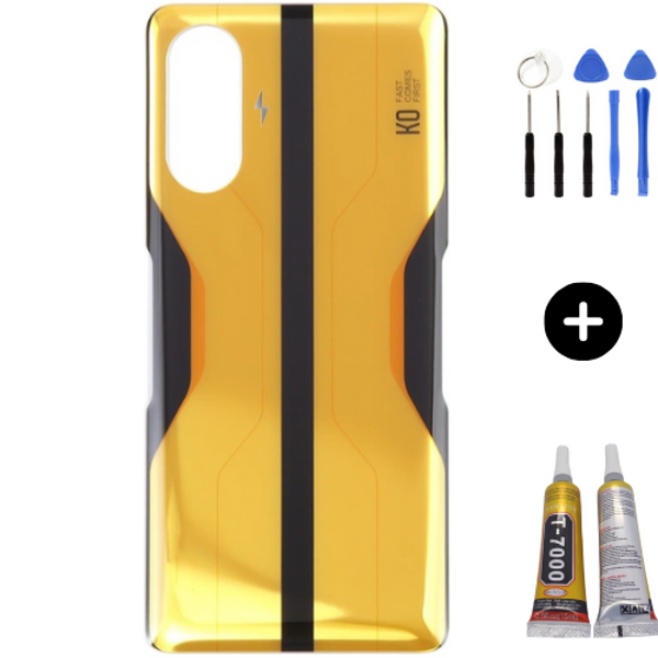 Redmi K40 Gaming Uyumlu Arka Pil Kapağı Gold + Montaj Seti - Image 1