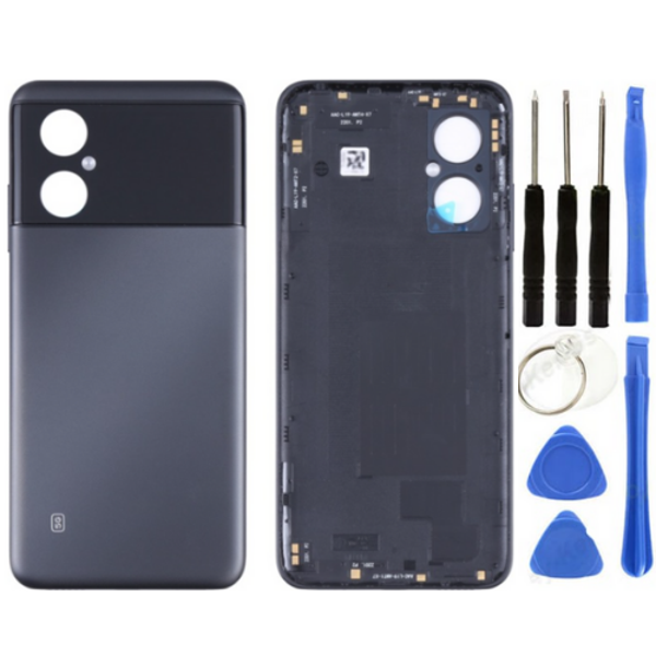 Redmi Note 11R Uyumlu Arka Pil Kapağı Siyah + Tamir Seti - Image 1