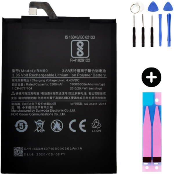 Xiaomi Mi Max 2 BM50 Uyumlu Güçlendirilmiş İthal Pil + Montaj Seti - Image 1