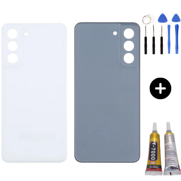 Samsung S21 FE SM-G990 Uyumlu Arka Pil Kapağı Beyaz + Montaj Seti - Image 1