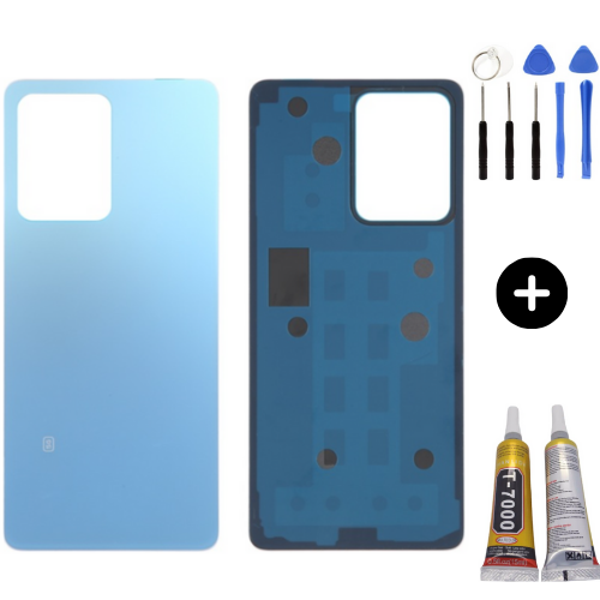 Redmi Note 12 Pro 5G Uyumlu Arka Pil Kapağı Mavi + Montaj Seti - Image 1