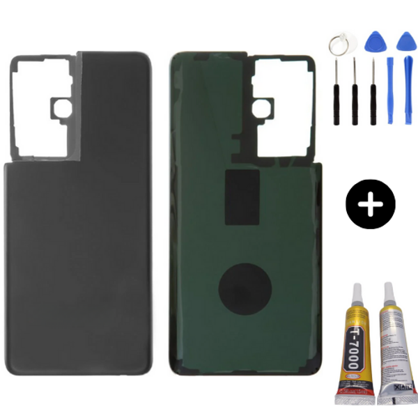 Samsung S21 Ultra SM-G998 Uyumlu Arka Pil Kapağı Siyah + Montaj Seti - Image 1