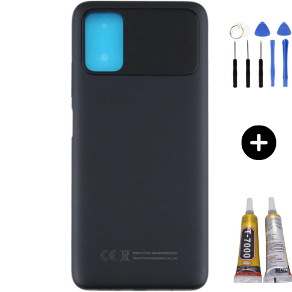 Xiaomi Poco Pocophone M3 Uyumlu Full Kasa Arka Pil Kapağı Siyah + Montaj Seti - Image 1