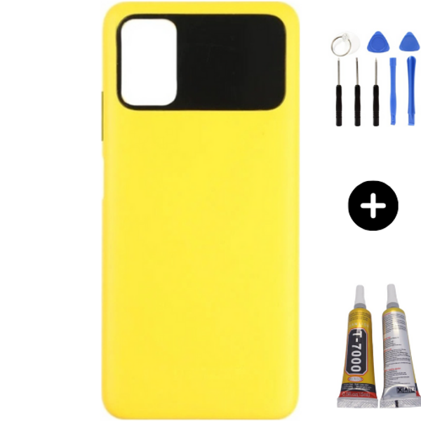 Xiaomi Poco Pocophone M3 Uyumlu Full Kasa Arka Pil Kapağı Sarı + Montaj Seti - Image 1