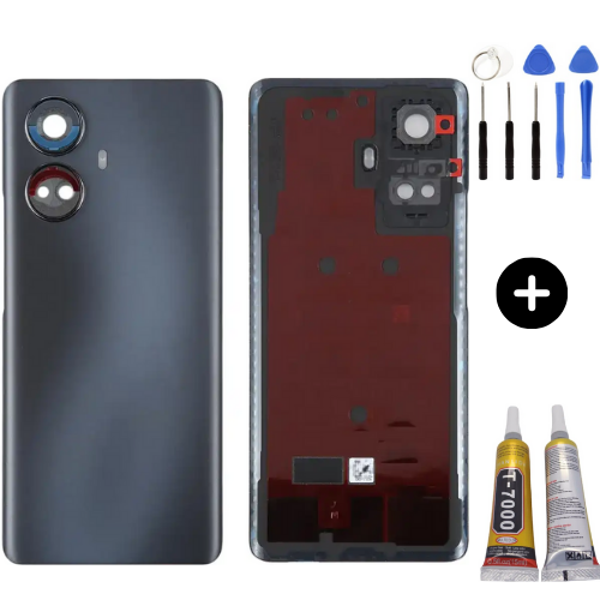 Realme 10 Pro Plus Uyumlu (Lensli) Arka Pil Kapağı Siyah + Montaj Seti - Image 1