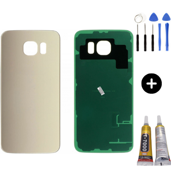 Samsung S6 SM-G920 Uyumlu Arka Pil Kapağı Gold + Montaj Seti - Image 1
