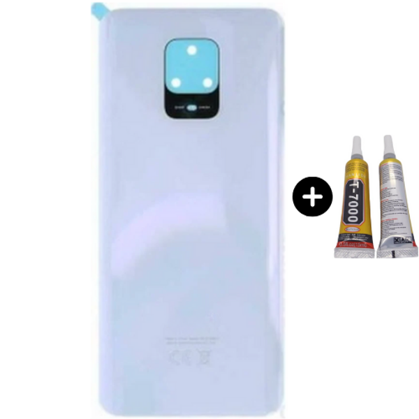 Redmi Note 9 Pro Uyumlu  Arka Pil Kapağı Beyaz + B7000 - Image 1