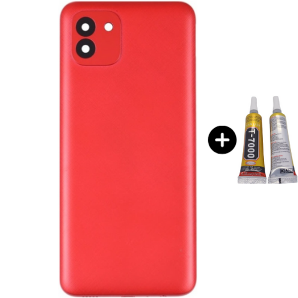Samsung A03 SM-A035F Uyumlu Arka Pil Kapağı Kırmızı + B7000 - Image 1