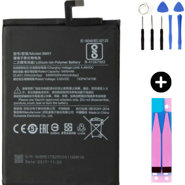 Xiaomi Mi Max 3 BM51 Uyumlu A Kalite Batarya Pil + Montaj Seti - Image 1