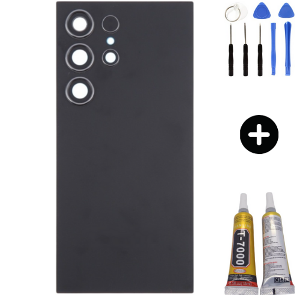 Samsung S24 Ultra SM-S926 Uyumlu Arka Pil Kapağı Siyah + Montaj Seti - Image 1