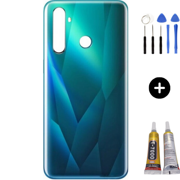 Realme 5 Pro Uyumlu Arka Pil Kapağı Yesil + Montaj Seti - Image 1