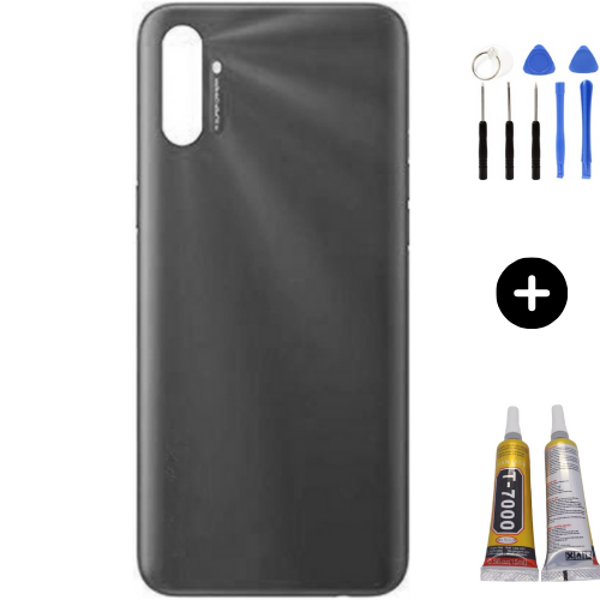 Realme C3İ Uyumlu Full Kasa Arka Pil Kapağı Siyah + Montaj Seti - Image 1