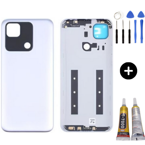 Redmi 10A Uyumlu Full Kasa Arka Pil Kapağı Beyaz + Montaj Seti - Image 1