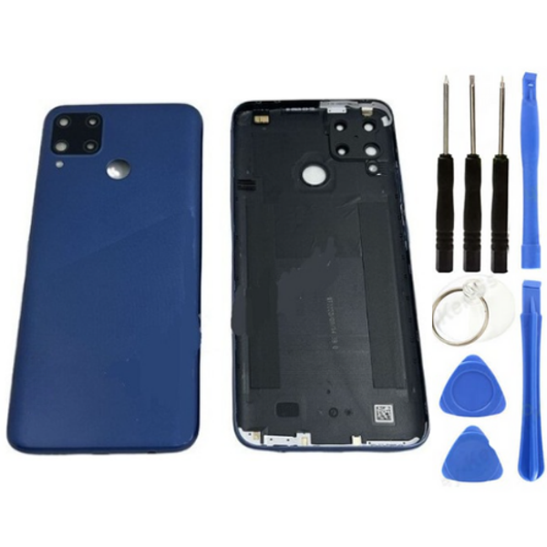 Realme C15 Uyumlu Full Kasa Arka Pil Kapağı Mavi + Tamir Seti - Image 1