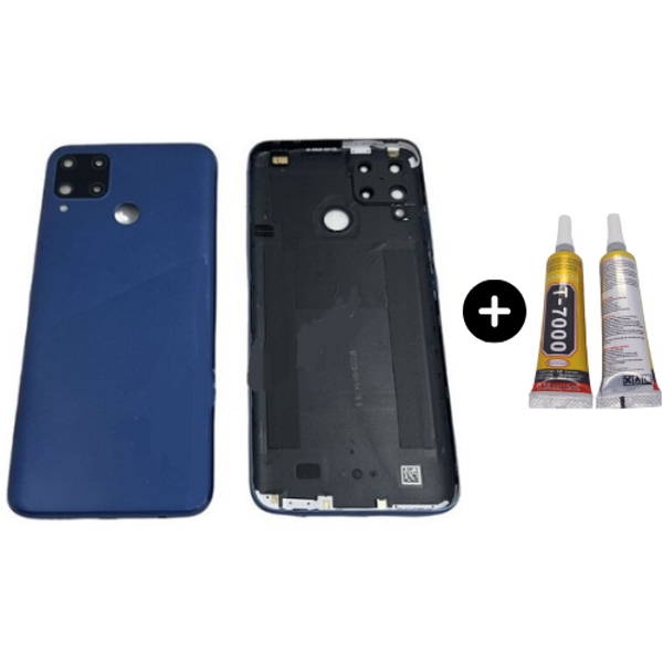 Realme C15 Uyumlu Full Kasa Arka Pil Kapağı Mavi + B7000 - Image 1