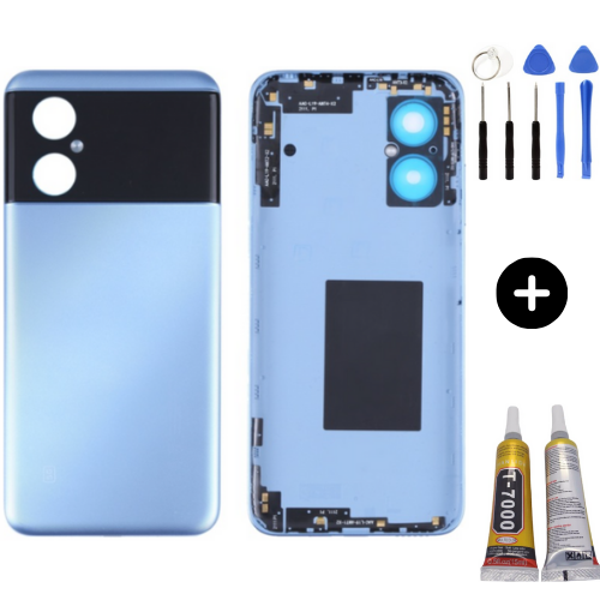 Redmi Note 11R Uyumlu Arka Pil Kapağı Mavi + Montaj Seti - Image 1