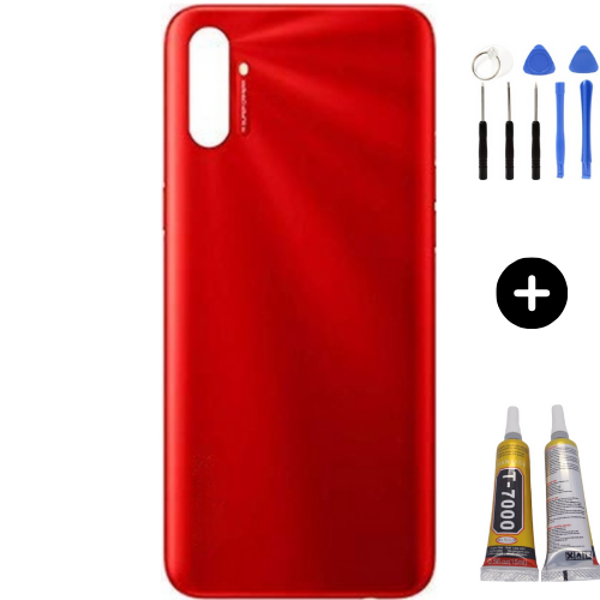 Realme C3İ Uyumlu Full Kasa Arka Pil Kapağı Kırmızı + Montaj Seti - Image 1