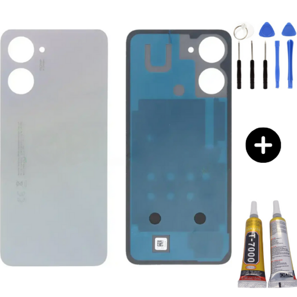 Realme 10 Uyumlu Arka Pil Kapağı Gri + Montaj Seti - Image 1