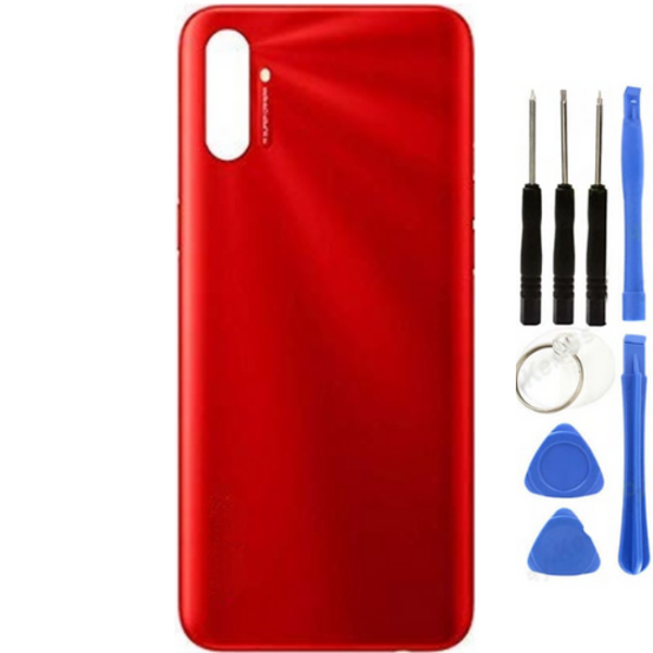 Realme C3 Uyumlu Full Kasa Arka Pil Kapağı Kırmızı + Tamir Seti - Image 1