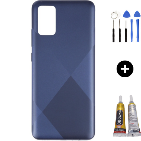 Samsung A02S SM-A025F Uyumlu Arka Pil Kapağı Mavi + Montaj Seti - Image 1