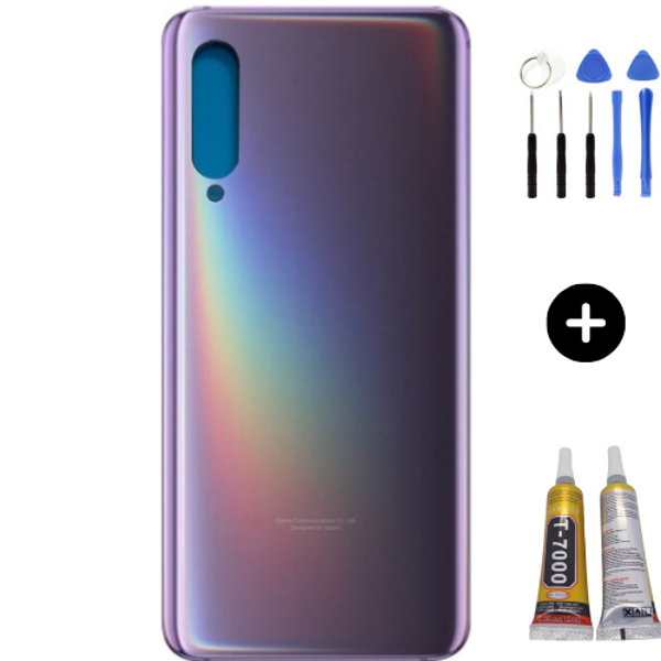 Xiaomi Mi 9 Uyumlu Arka Pil Kapağı Mor + Montaj Seti - Image 1