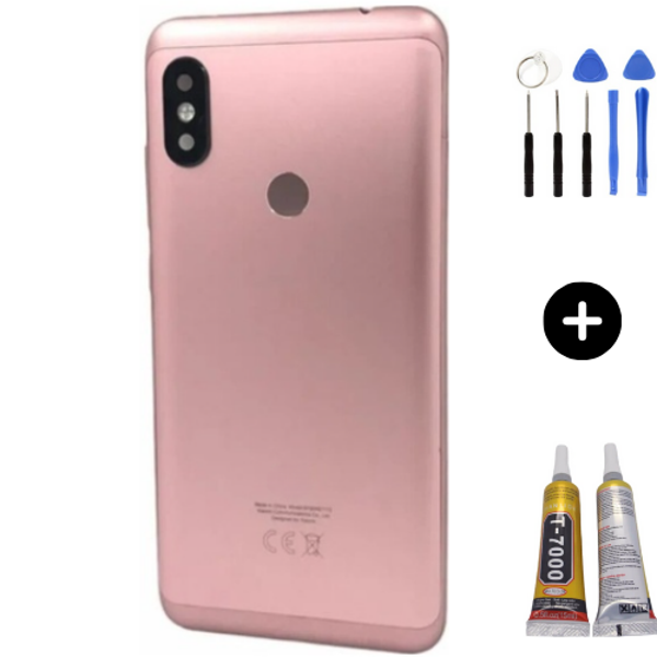Redmi Note 6 Pro Uyumlu Full Kasa Arka Pil Kapağı Pembe + Montaj Seti - Image 1