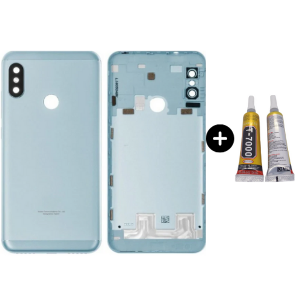 Xiaomi Mi A2 Uyumlu Full Kasa Arka Pil Kapağı Mavi + B7000 - Image 1
