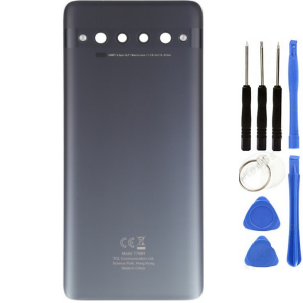 TCL 10 Pro Uyumlu Arka Pil Kapağı Siyah + Tamir Seti - Image 1