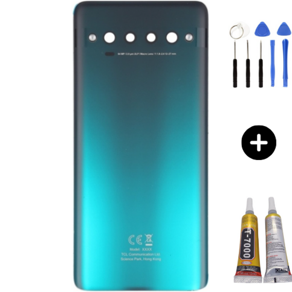 TCL 10 Pro Uyumlu Arka Pil Kapağı Yeşil + Montaj Seti - Image 1