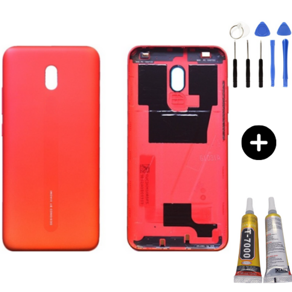 Redmi 8A Uyumlu Full Kasa Arka Pil Kapağı Kırmızı + Montaj Seti - Image 1