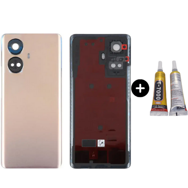 Realme 10 Pro Plus Uyumlu (Lensli) Arka Pil Kapağı Gold + B7000 - Image 1