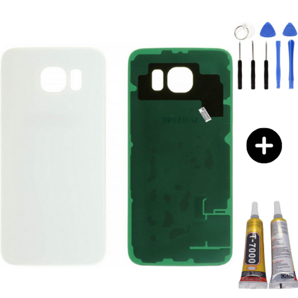 Samsung S6 SM-G920 Uyumlu Arka Pil Kapağı Beyaz + Montaj Seti - Image 1