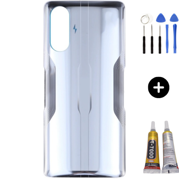 Redmi K40 Gaming Uyumlu Arka Pil Kapağı Gri + Montaj Seti - Image 1