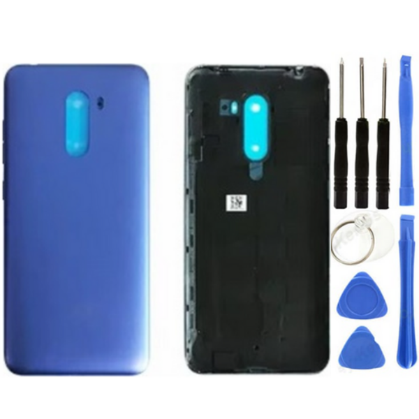 Xiaomi Poco Pocophone F1 Uyumlu Full Kasa Arka Pil Kapağı Mavi + Tamir Seti - Image 1