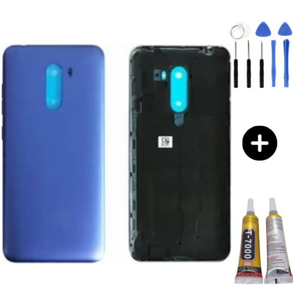 Xiaomi Poco Pocophone F1 Uyumlu Full Kasa Arka Pil Kapağı Mavi + Montaj Seti - Image 1