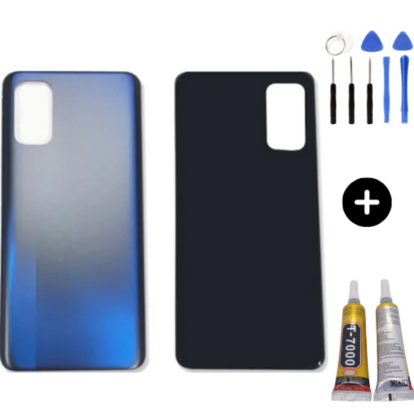 Realme 7 Pro Uyumlu Arka Pil Kapağı Mavi + Montaj Seti - Image 1