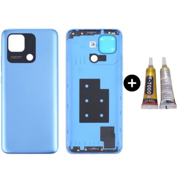 Redmi 10C Uyumlu Full Kasa Arka Pil Kapağı Mavi + B7000 - Image 1