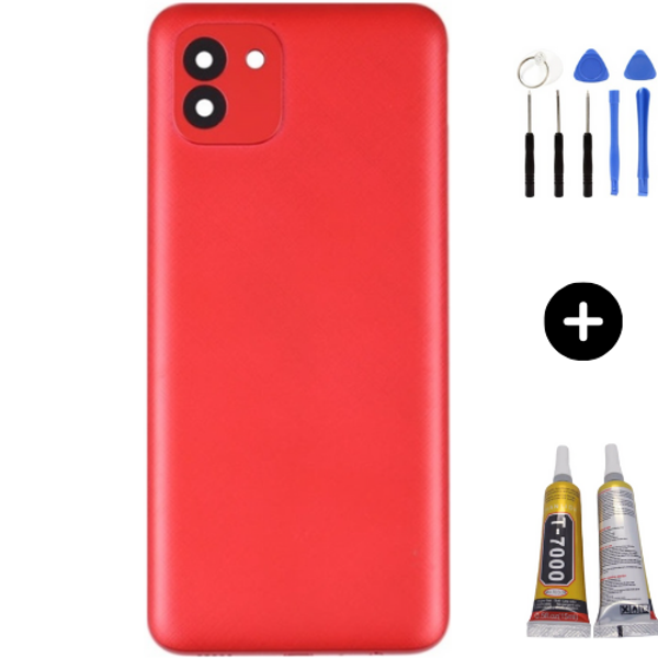 Samsung A03 SM-A035F Uyumlu Arka Pil Kapağı Kırmızı + Montaj Seti - Image 1