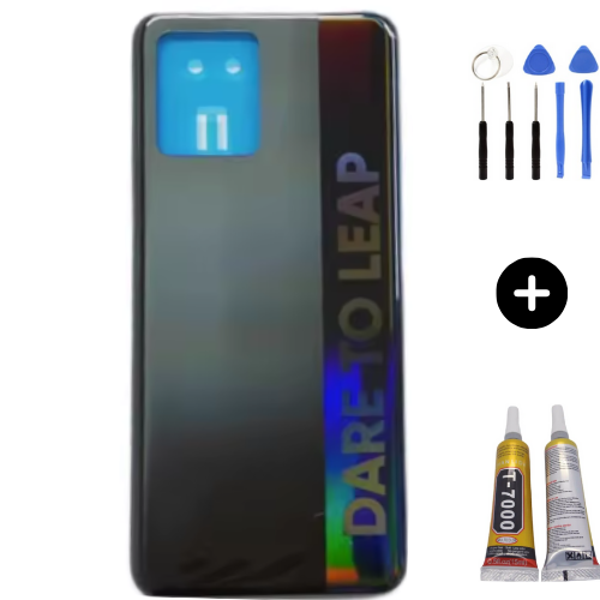 Realme 8 Uyumlu Arka Pil Kapağı Siyah + Montaj Seti - Image 1