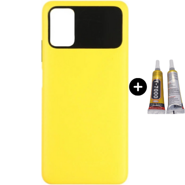Xiaomi Poco Pocophone M3 Uyumlu Full Kasa Arka Pil Kapağı Sarı + B7000 - Image 1
