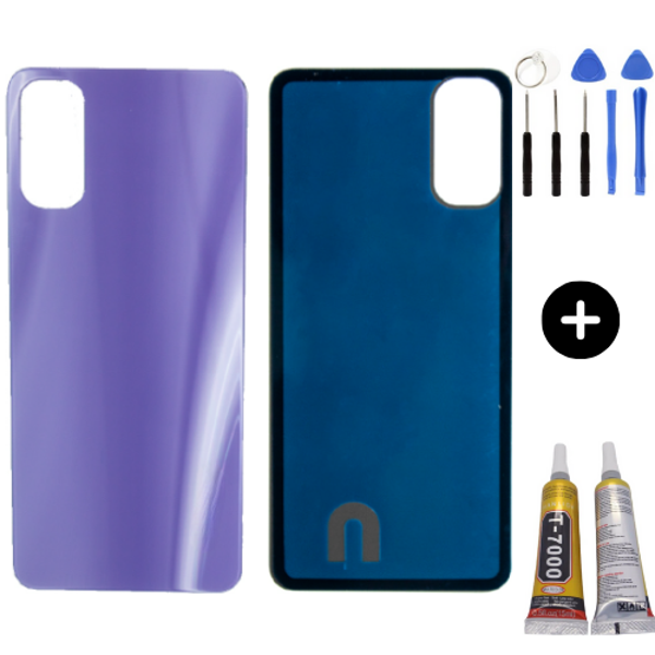 Oppo Reno 4 Uyumlu Arka Pil Kapağı Mor + Montaj Seti - Image 1