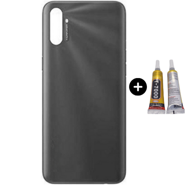 Realme C3İ Uyumlu Full Kasa Arka Pil Kapağı Siyah + B7000 - Image 1