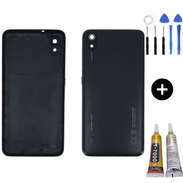 Redmi 7A Uyumlu Full Kasa Arka Pil Kapağı Siyah + Montaj Seti - Image 1