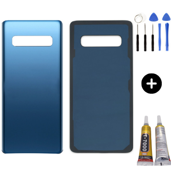 Samsung S10 Plus SM-G975F Uyumlu Arka Pil Kapağı Mavi + Montaj Seti - Image 1