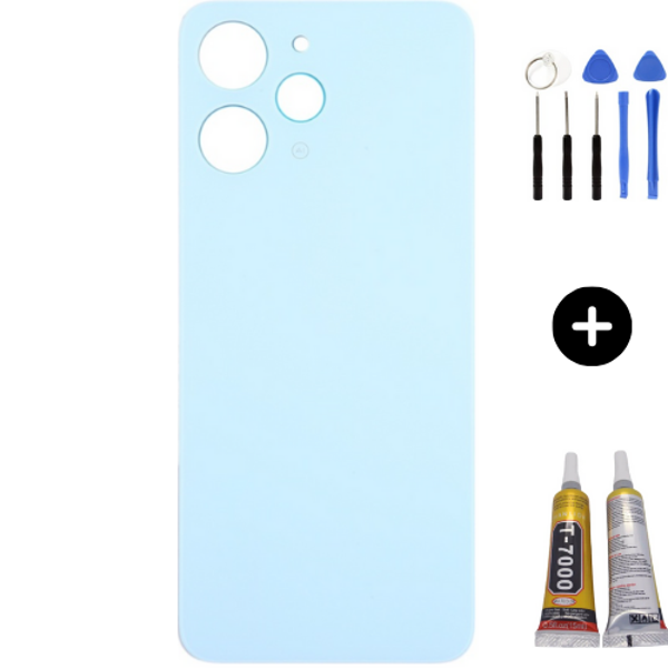 Redmi 12 Uyumlu Arka Pil Kapağı Mavi + Montaj Seti - Image 1