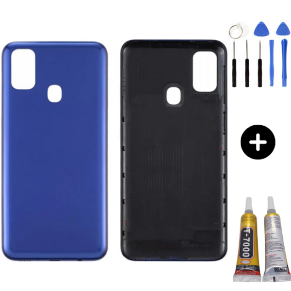 Samsung M21 SM-M215 Uyumlu Arka Pil Kapağı Mavi + Montaj Seti - Image 1