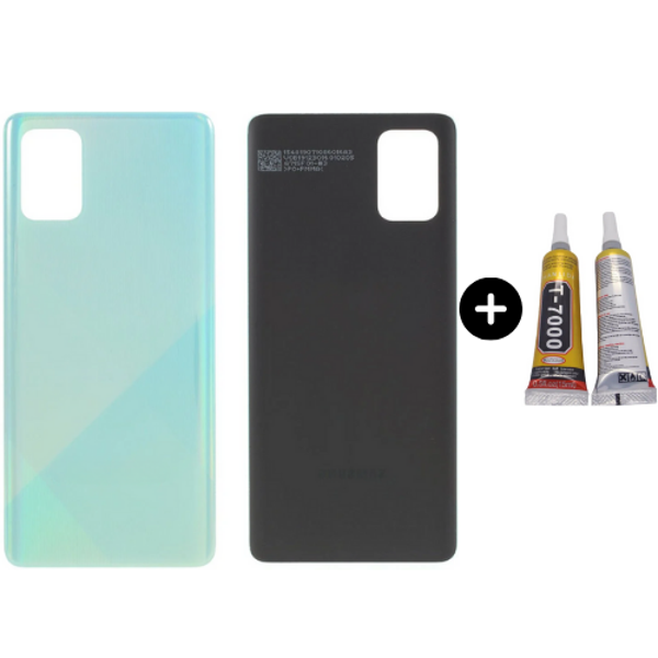 Samsung A71 SM-A715 Uyumlu Arka Pil Kapağı Mavi + B7000 - Image 1