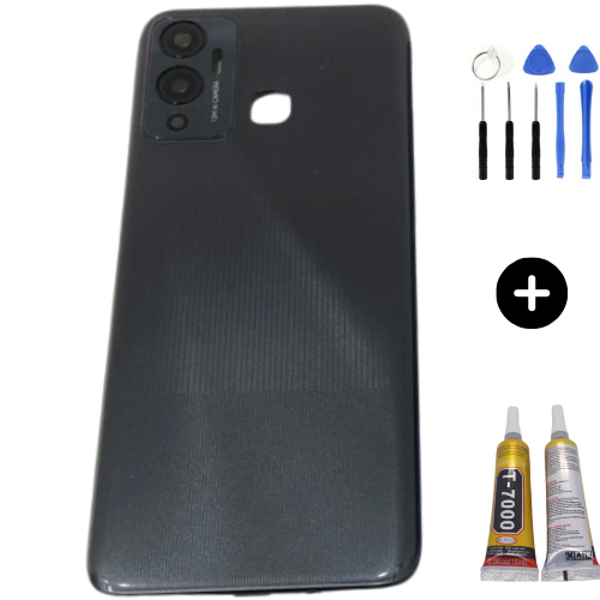 İnfinix Hot 12 Play Uyumlu Full Kasa Arka Kapak Siyah + Montaj Seti - Image 1