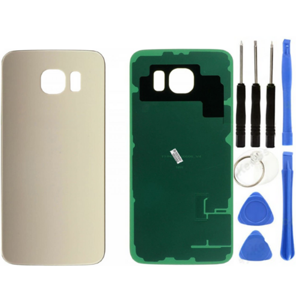 Samsung S6 SM-G920 Uyumlu Arka Pil Kapağı Gold + Tamir Seti - Image 1