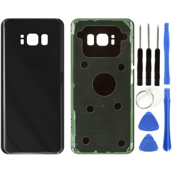 Samsung S8 Plus SM-G955 Uyumlu Arka Pil Kapağı Siyah + Tamir Seti - Image 1